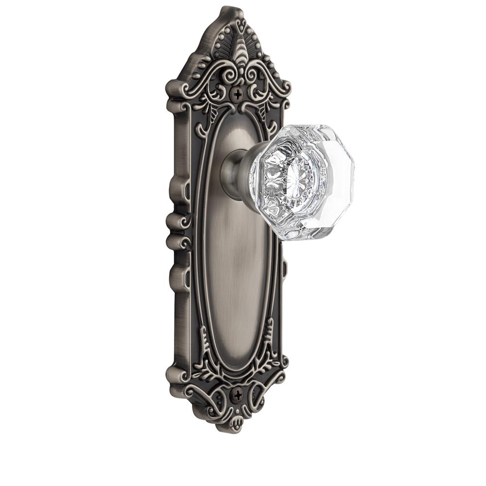 Grandeur by Nostalgic Warehouse GVCCHM Privacy Knob - Grande Victorian Plate with Chambord Crystal Knob in Antique Pewter